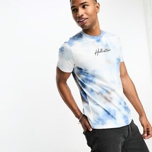 Hollister Men's Sky Blue Tie-Dye Tee
